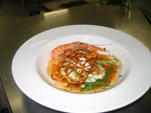 Griet met graanmosterd en tomatencoulis